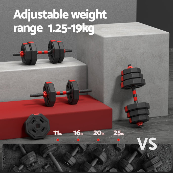 Everfit 20kg Adjustable Dumbbell Barbell Set Weight Plates Home Workout