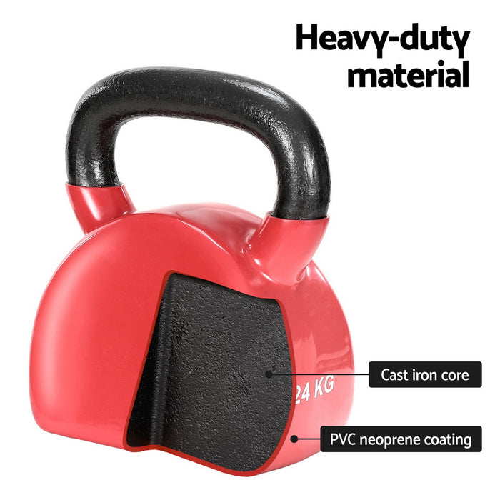 Everfit 24kg Kettlebell Weightlifting Bench Dumbbells Kettle Bell Gym Home