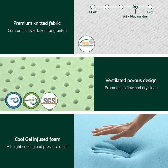 Giselle 20cm Memory Foam Mattress Green Tea Double