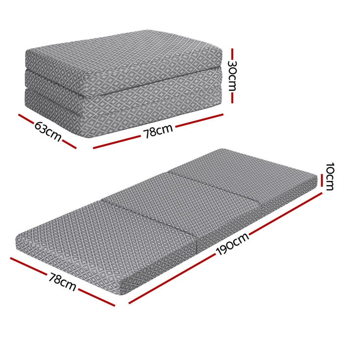 Giselle Foldable Mattress Folding Sofa Bed Trifold Memory Foam Camping Cushion Mat