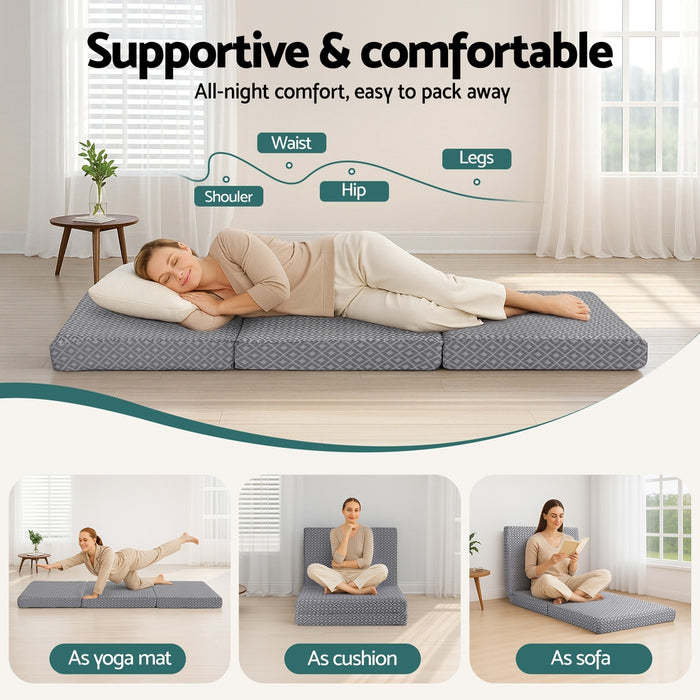 Giselle Foldable Mattress Folding Sofa Bed Trifold Memory Foam Camping Cushion Mat