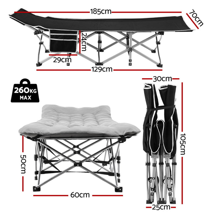 Artiss Folding Bed With Mattress Heavy Duty Grey 185CM