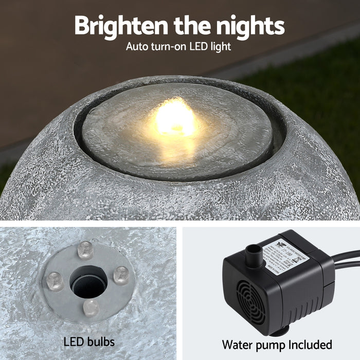 Gardeon Solar Fountain Water Feature Outdoor Fountain LED Lights Beige