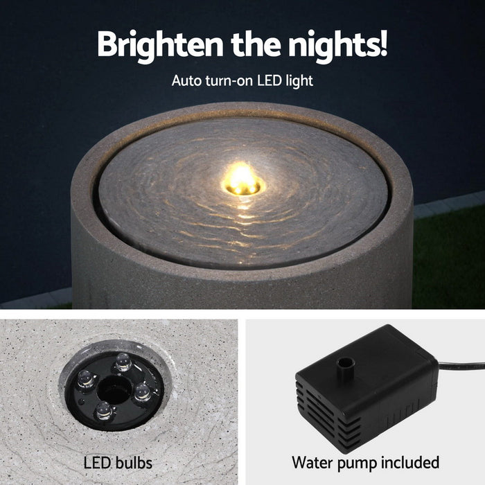 Gardeon Solar Fountain Water Feature Outdoor Fountain LED Lights Beige