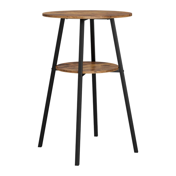 Artiss Industrial Bar Table with 2-Tier Organizer Weather-Resistant MDF Top Steel Frame