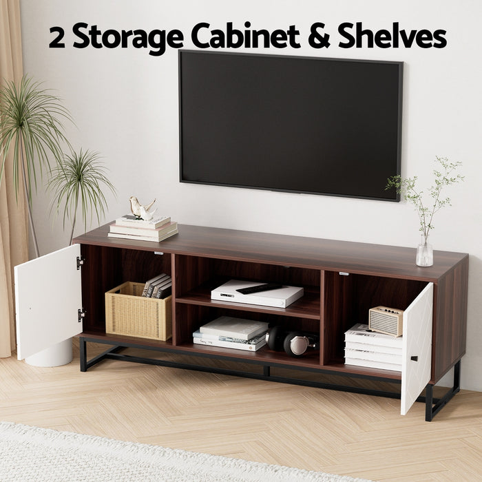 Artiss TV Unit 150cm Storage Shelves Walnut White