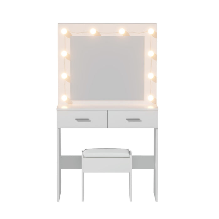 Artiss Dressing Table Vanity Desk Set Stool 10 Led Bulbs White