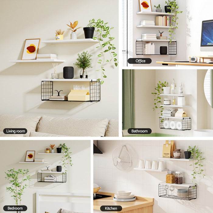 Artiss Floating Wall Shelf Set of 3 White