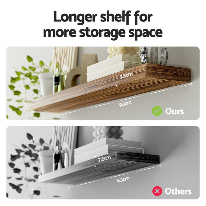 Artiss Floating Wall Shelf Set of 2 Wood 90CM