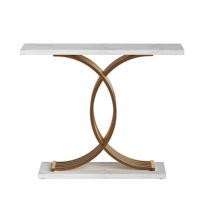 Artiss Console Table Marble Effect White&Gold