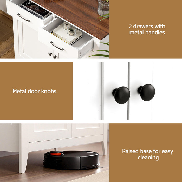 Artiss Buffet Sideboard Storage Cabinet Kitchen Cupboard Hallway 2 Drawers White