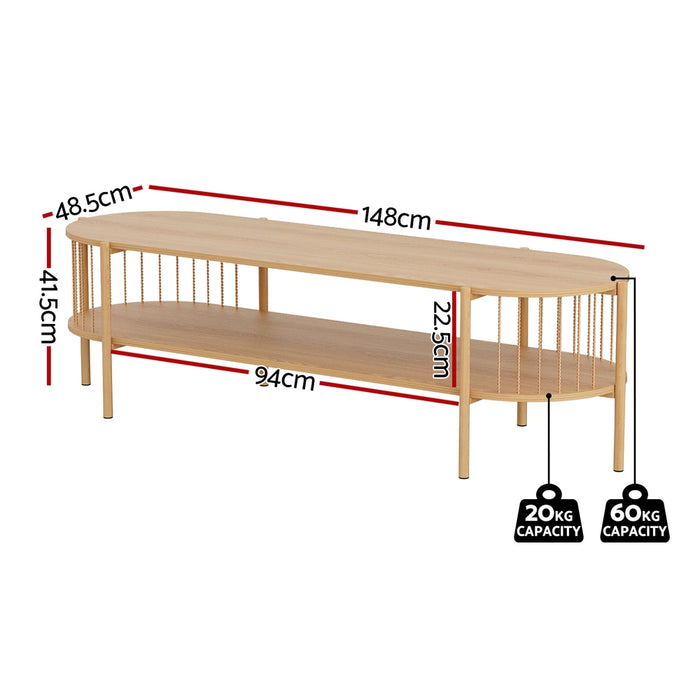 Artiss TV Unit Entertainment Unit Storage Shelf 148cm Pine