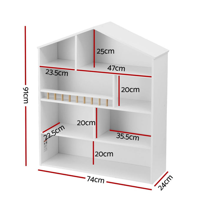 Keezi 4 Tiers Kids Bookshelf Wooden Bookcase Display Storage Organiser Cabinet White