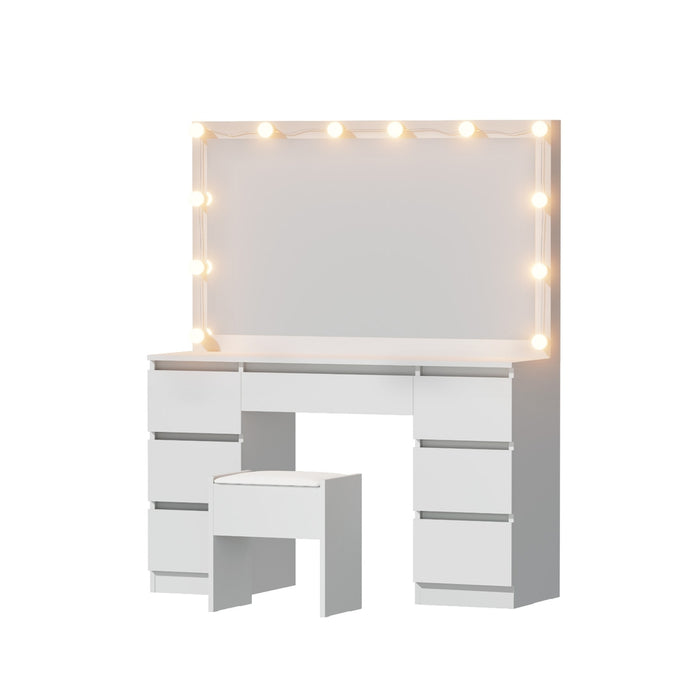 Artiss Dressing Table Vanity Desk Set Stool 12 Led Bulbs White