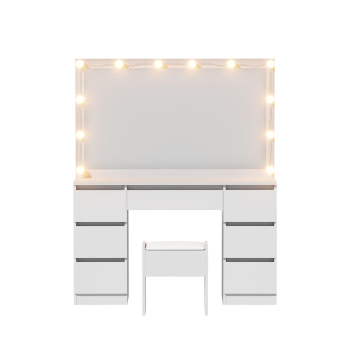 Artiss Dressing Table Vanity Desk Set Stool 12 Led Bulbs White
