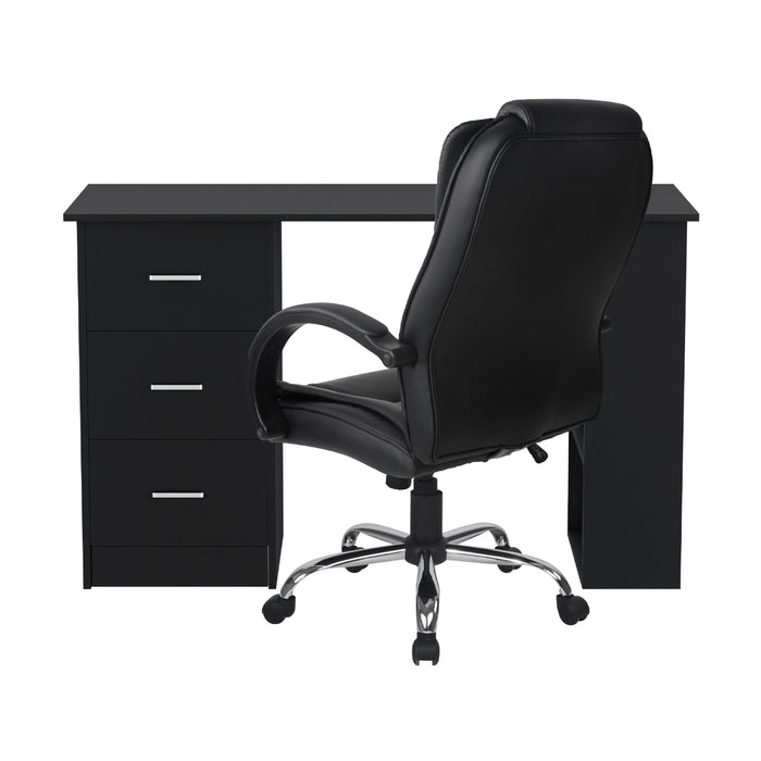 Artiss Computer Desk 120cm Executive Office Chair Set PU Leather High Back Black