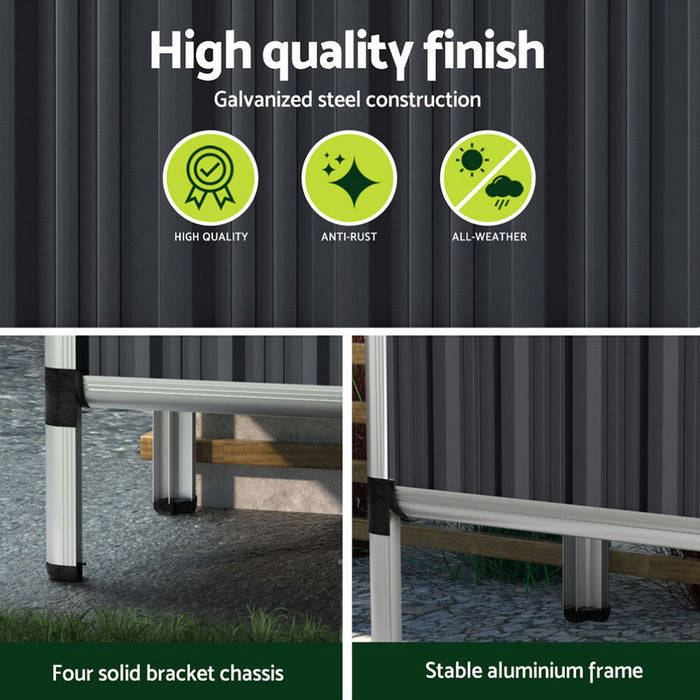 Green Fingers Raised Garden Bed x2 80x49x74cm Greenhouse Planter Box Galvanised Herb