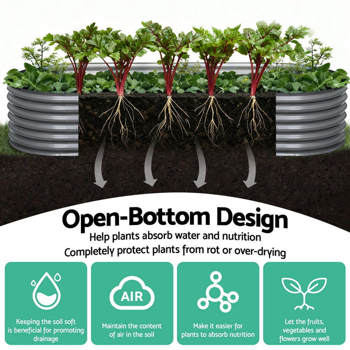 Green Fingers Garden Bed 320X80X42cm Oval Planter Box Raised Container Galvanised