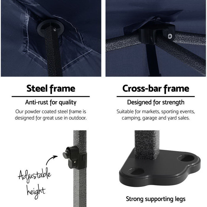 Instahut Gazebo Pop Up Marquee 3x6 Folding Tent Gazebos Camping 500D Oxford Navy