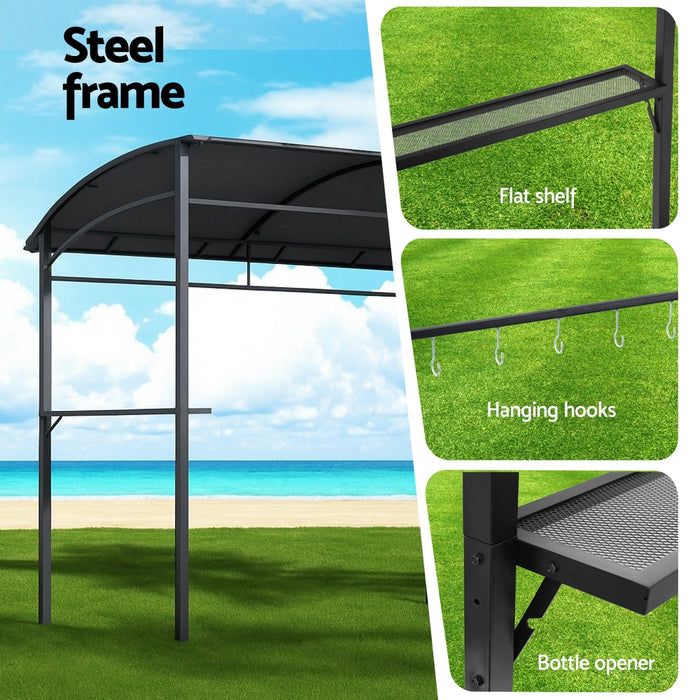 Instahut Gazebo Outdoor BBQ Grill Patio Garden Marquee Shade Shelter Shelf Hooks Grey