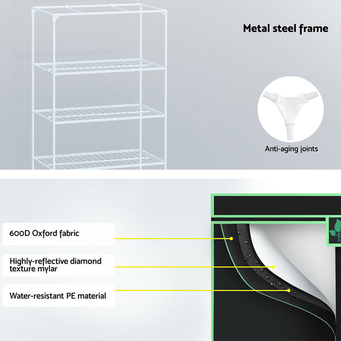 Green Fingers Grow Tent 100x60x180cm 4 Tiers Kits Hydroponics Indoor Grow System