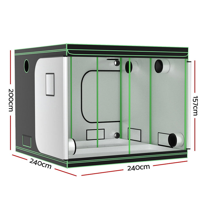 Green Fingers Grow Tent Kits 240x240x200cm Hydroponics Indoor Grow System Black