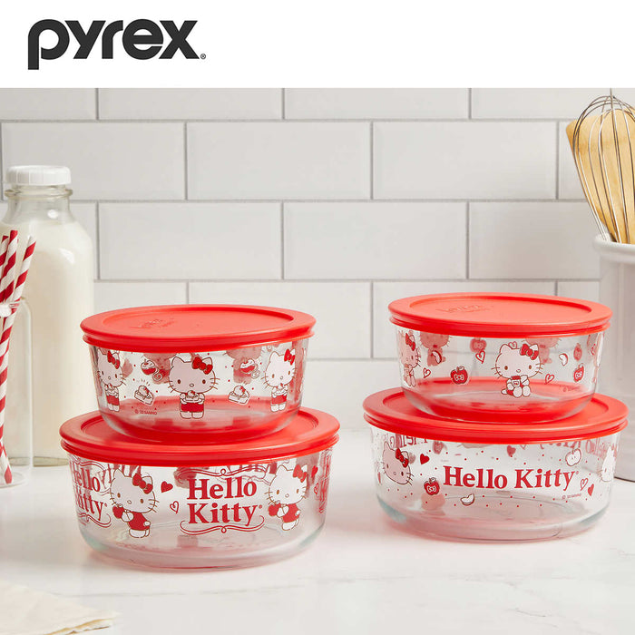 Pyrex 8pcs Glass Food Storage lock Containers with lid Hello Kitty / Star Wars / Mickey Mouse