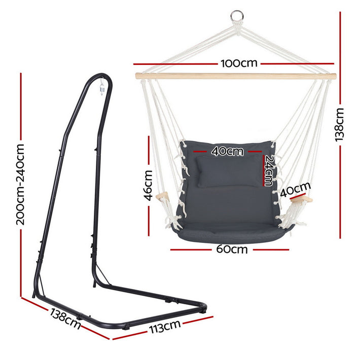 Gardeon Hammock Chair with Heavy Duty Steel Stand