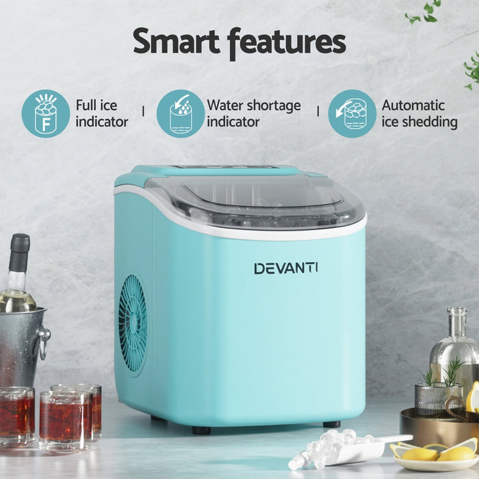 Devanti 12kg Ice Maker Machine w/Self Cleaning Green