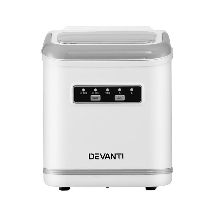 Devanti Ice Maker Machine Portable 12kg Countertop w/Self Cleaning 1.3L White