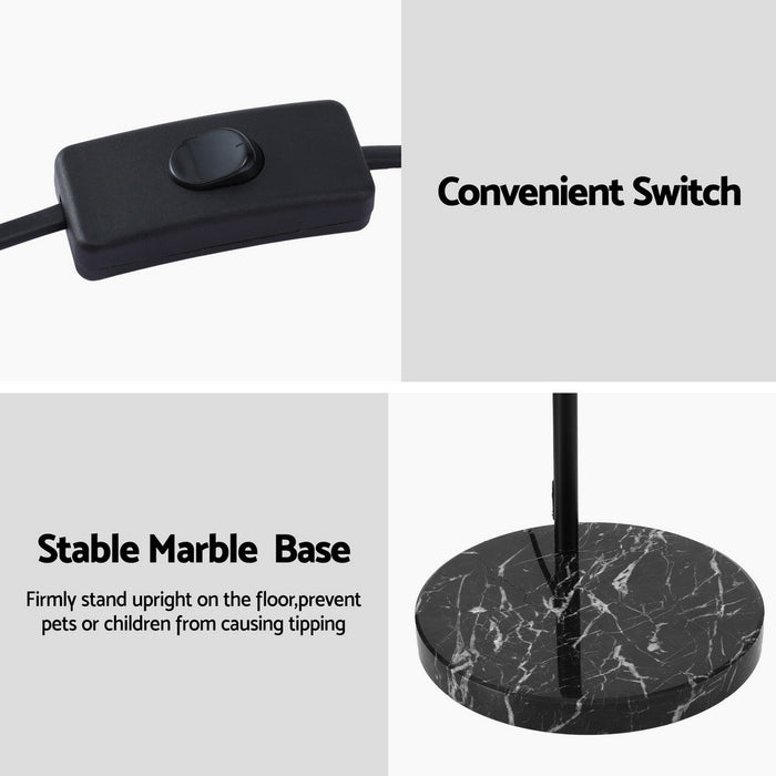 Artiss Modern Arched Floor Lamp Black Standing Heavy-Duty Marble Base for Living Room Bedroom