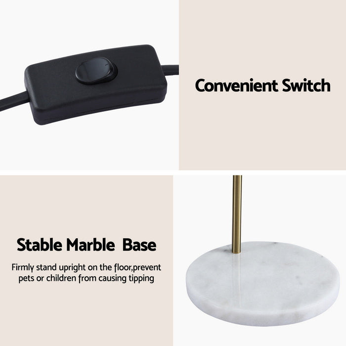 Artiss Modern Arched Floor Lamp Gold Brass Standing Heavy-Duty Marble Base for Living Room Bedroom