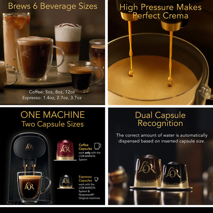 Philips L'or Barista Premium Capsule Espresso Machine 800ml Water Tank - Black