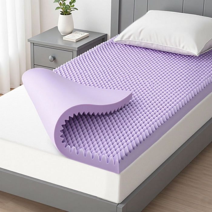 Giselle 5cm Memory Foam Mattress Topper Lavender Infused Egg Crate Pad Mat Single