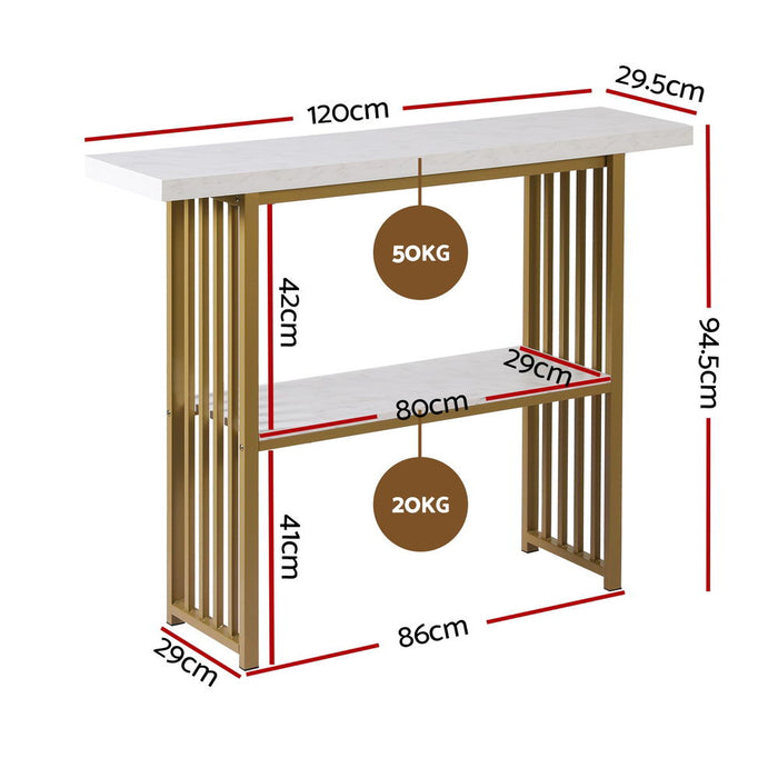 Artiss Console Table Marble Effect White&Gold