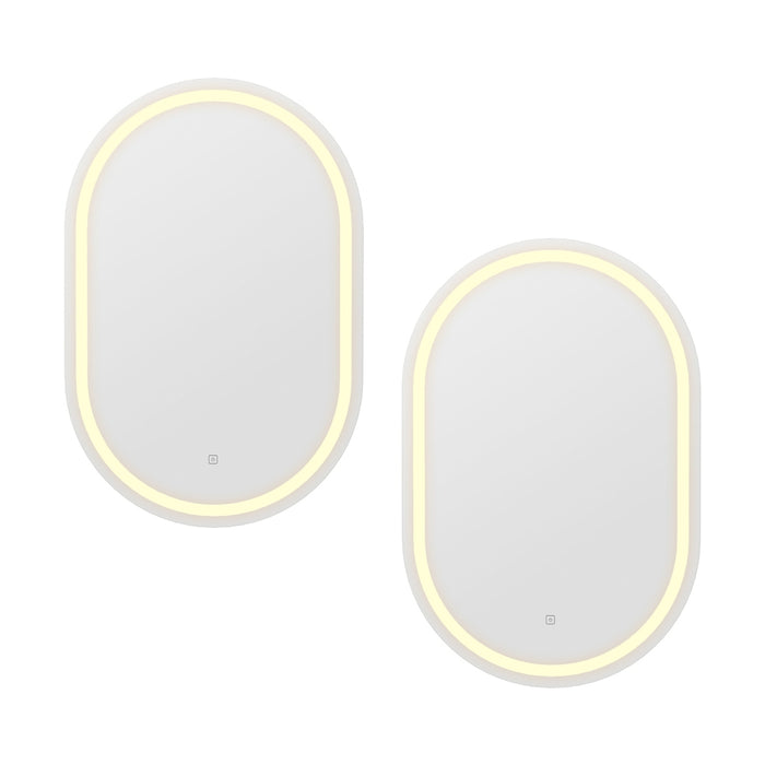 Embellir 2 LED Wall Mirror With Light 50X75CM Bathroom Decor Oval Mirrors Vanity