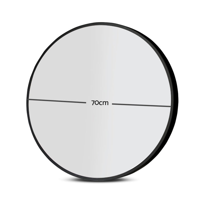 Embellir 2 Wall Mirror Makeup 70cm Home Decor Framed Mirrors Bathroom Round Black