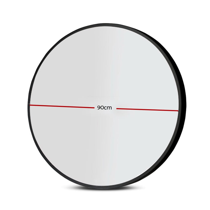 Embellir 2 Wall Mirror Makeup 90cm Home Decor Framed Mirrors Bathroom Round Black