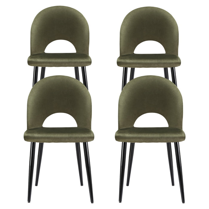 Artiss Dining Chairs Set of 4 Velvet Hollow Green