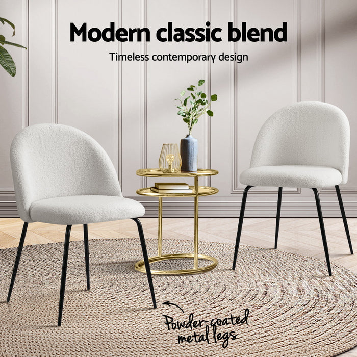 Artiss Dining Chairs Set of 4 Sherpa Boucle White