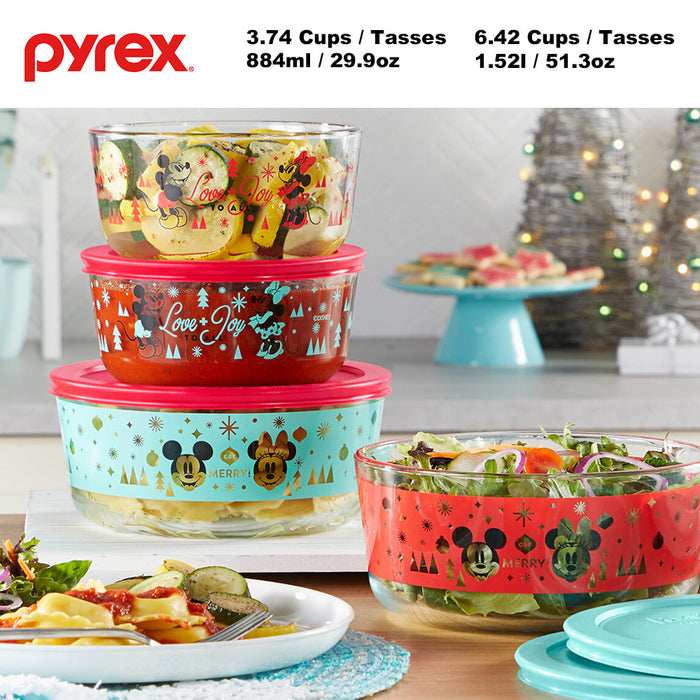Pyrex 8pcs Glass Food Storage lock Containers with lid Hello Kitty / Star Wars / Mickey Mouse
