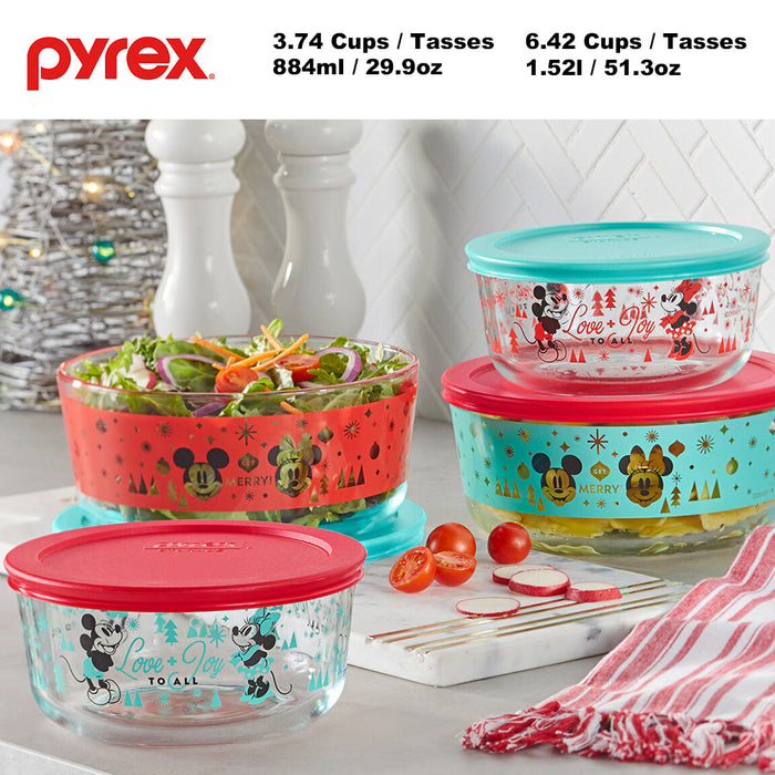 Pyrex 8pcs Glass Food Storage lock Containers with lid Hello Kitty / Star Wars / Mickey Mouse