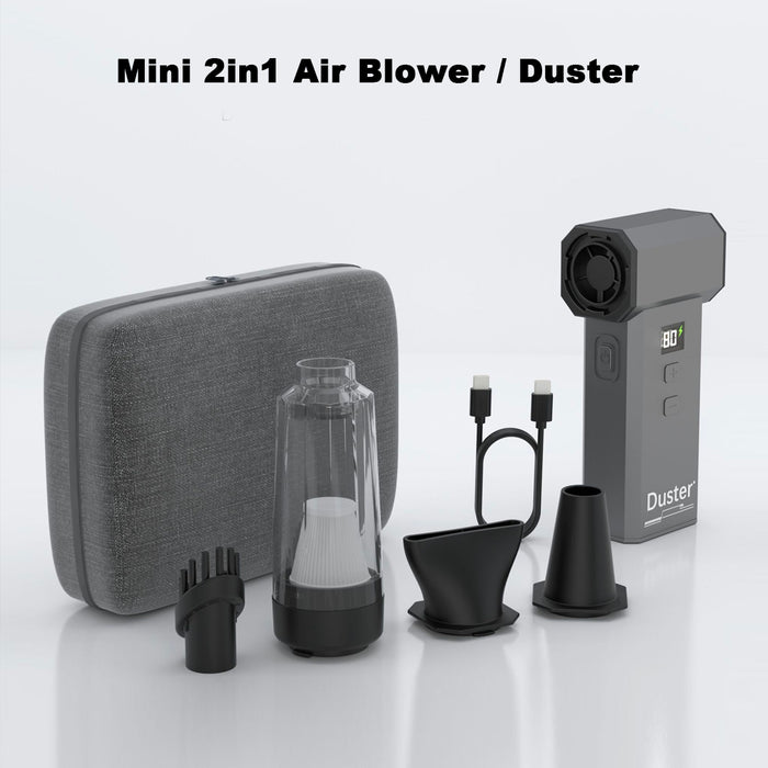 Cordless Air Duster &amp; Vacuum, High-Powered Electric Air Blower with Turbo Fan, Adjustable Speed with LED Light, 8000mAh Rechargeable Battery – for Car