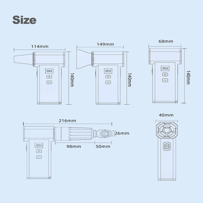 Cordless Air Duster &amp; Vacuum, High-Powered Electric Air Blower with Turbo Fan, Adjustable Speed with LED Light, 8000mAh Rechargeable Battery – for Car