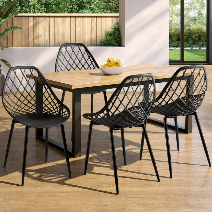 Gardeon 4PC Outdoor Dining Chairs PP Lounge Chair Patio Garden Furniture Black