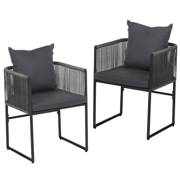 Gardeon 2PC Outdoor Dining Chairs Woven Rope Chair Patio Furniture Garden Steel