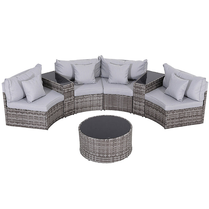 Gardeon 4 Seater Outdoor Sofa Set 7PCS Table Chair Set Garden Rattan Patio Furniture