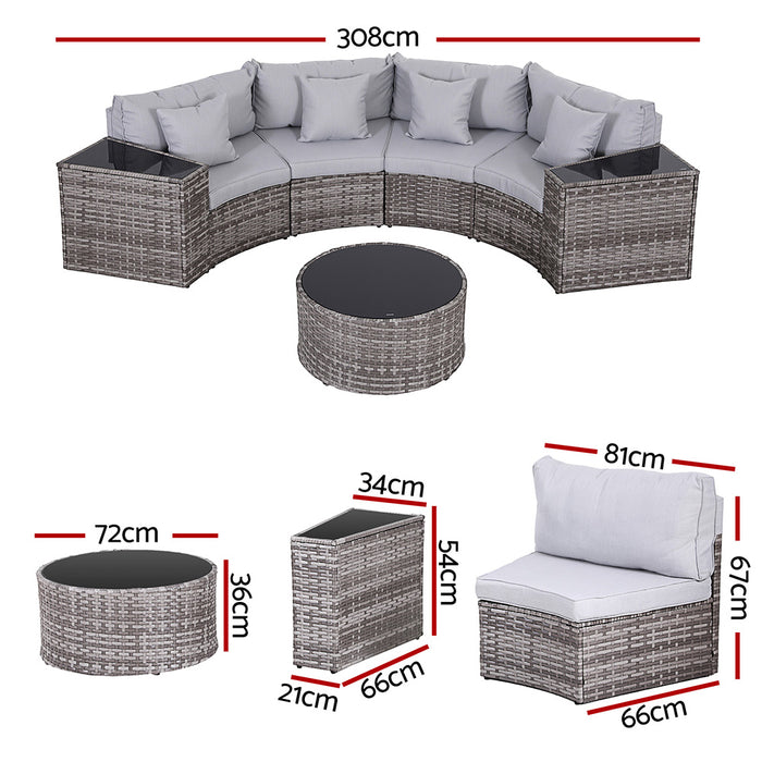 Gardeon 4 Seater Outdoor Sofa Set 7PCS Table Chair Set Garden Rattan Patio Furniture