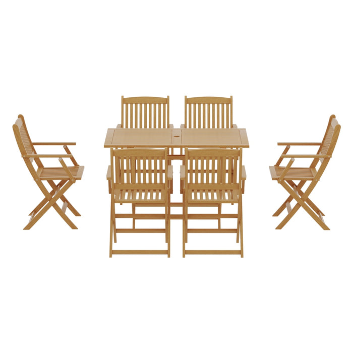 Gardeon Outdoor Dining Set 7 Piece Wooden Table Chairs Setting Foldable