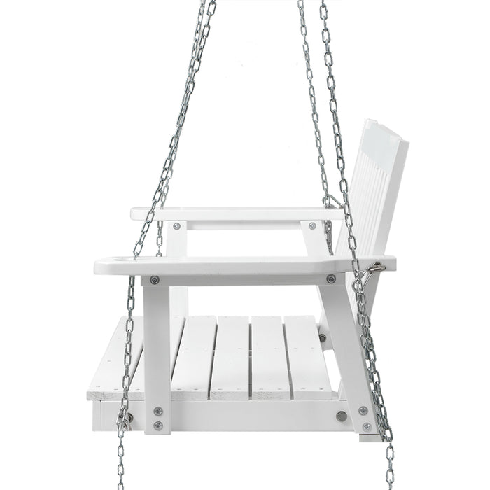 Gardeon Porch Swing Chair with Chain Garden Chair Outdoor Furniture Wooden White